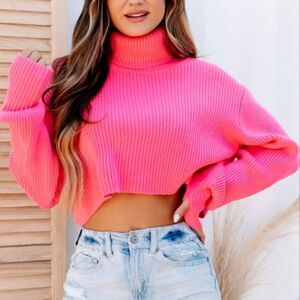 Altar'd State Cropped Turtleneck Slightly Oversized Sweater Sz Small